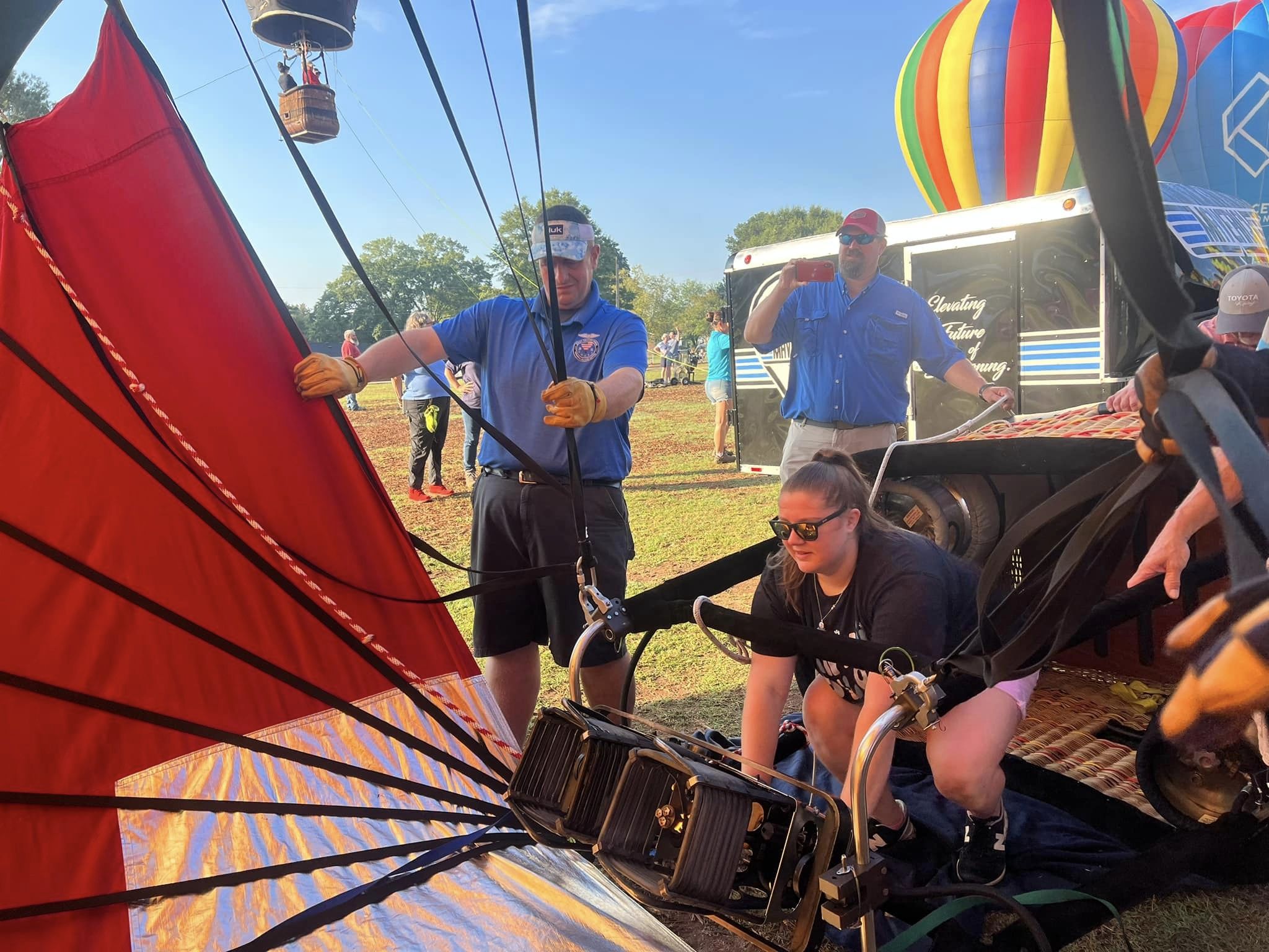 Jenna inflating her new balloon